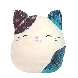 Squishmallows Shany Calico Cat Reversible Sequin Plush Rare Sparkly Kawaii 18"